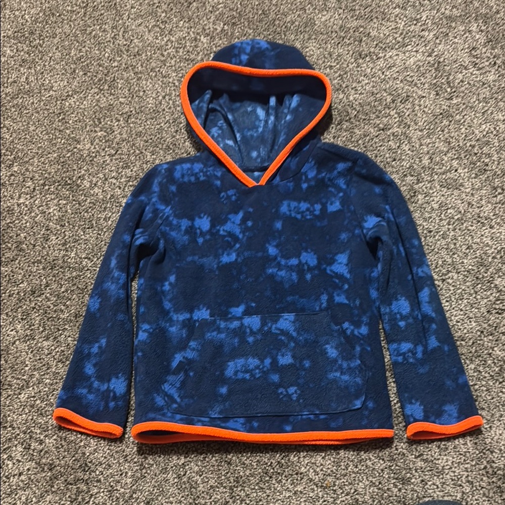 Adidas Navy Tie-Dye Hoodie with Orange Edge
